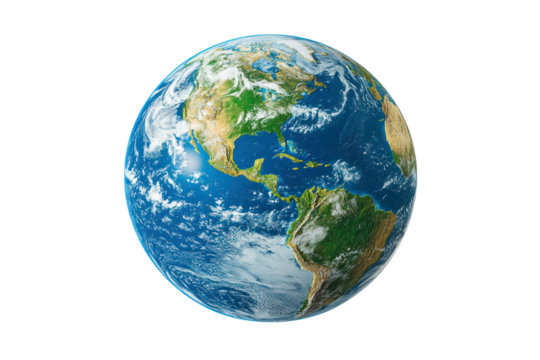 Earth in Space: A stunning high-angle capture of the Earth in space, showcasing the planet's vast oceans, swirling cloud formations, and diverse continents, a symbol of our shared home.