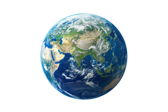 Global View: The earth, a captivating blue marble, floats gracefully in the cosmos. A high-angle shot unveils continents. This photograph signifies the planet and its vast ecosystems.