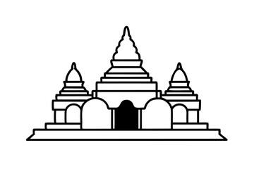 Obraz premium Asian temple line drawing simple architecture illustration