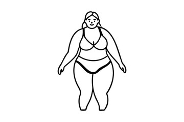 Plus size woman line drawing wearing bikini swimsuit