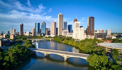 Obraz premium Stunning Austin Skyline: River, Bridge, and Cityscape