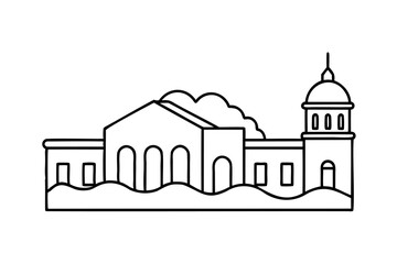 Classic building line drawing architectural illustration