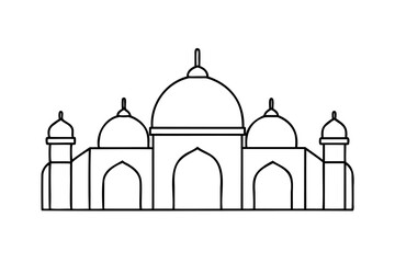 Line drawing of a majestic mosque architectural design