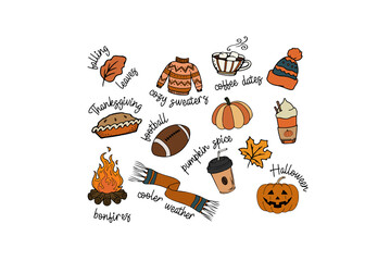 Cute Doodles Clipart – Everything Tastes Better in Fall Illustration