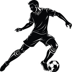 Silhouette of Soccer Player Kicking Ball – Vector Sports Illustration for Athletic Design