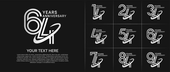 Anniversary logo type set with double line number. white color with swoosh can be use special moment