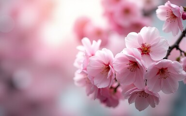 Obraz premium A beautiful shot of cherry blossoms in full bloom. High quality