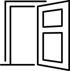 Open door icon - Editable Stroke SVG, fully scalable.