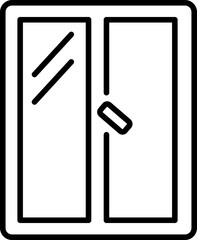 Window with handle and glass reflection icon - Editable Stroke SVG, fully scalable.