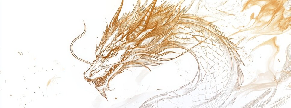 Modern eps 10 chinese new year dragon line art style