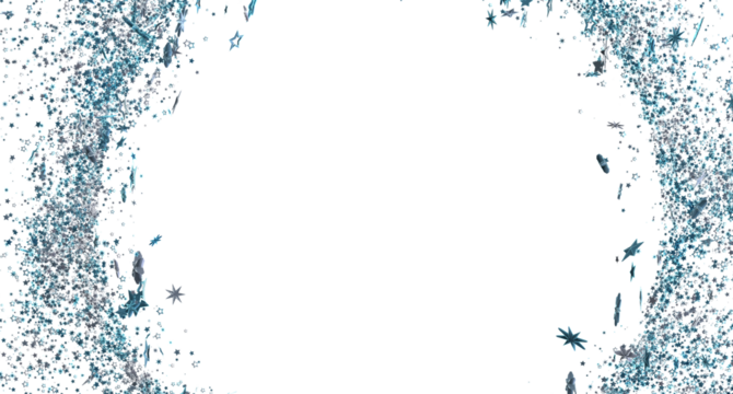 Elegant border of blue and silver glitter stars. Perfect for invitations, cards, and more.