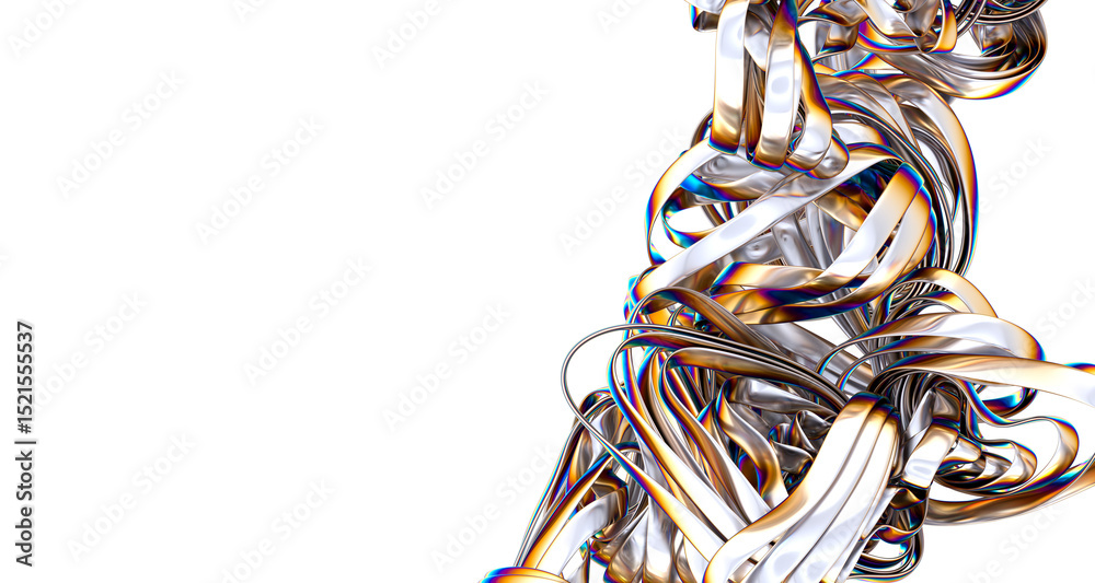 Poster fluid design twisted shapes holographic 3d abstract background iridescent wallpaper