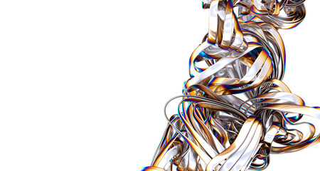 Fluid design twisted shapes holographic 3D abstract background iridescent wallpaper