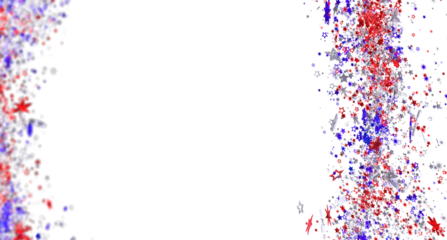 Red, white, and blue star confetti border. Perfect for 4th of July or other patriotic events.