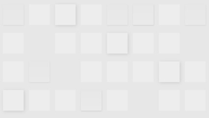 Minimal white UI background with soft shadow cards arranged in a clean grid layout