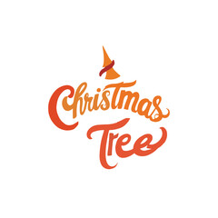 create a handwritten typography  of graphic T-shirt design text "Christmas tree

