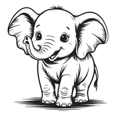 Cute Baby Elephant Cartoon Sitting