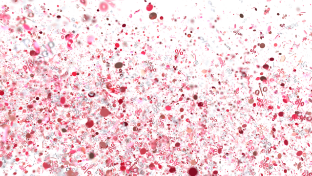Abstract background with pink percentage signs and confetti. Ideal for sale promotions.