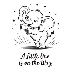 cute elephant  with laughing illustration