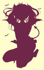 小悪魔風の女性　シルエット