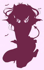小悪魔風の女性　シルエット