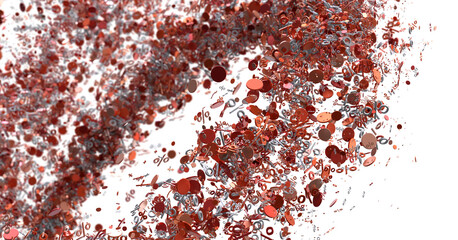 Abstract background of red percentage signs exploding. Ideal for sale, discount, or finance...