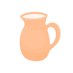 Ceramic jug with milk. Natural product.