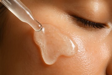 close up of a woman applying cream on her face