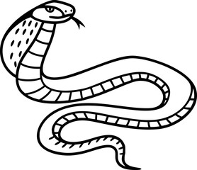 Fototapeta premium Elegant cobra illustration black and white line art of snake with hood