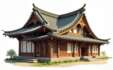 Fototapeta premium Detailed View of Traditional Building Eaves. High quality