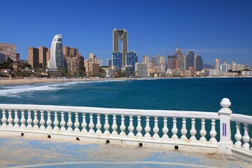 Benidorm city and Poniente Beach in Spain