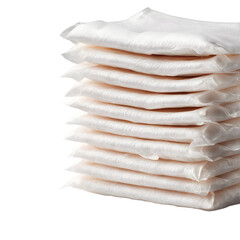 Pack of sanitary napkins in individual wrapping, isolated on a empty plain background