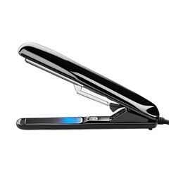 Sleek hair straightener with ceramic plates, isolated on a empty plain background