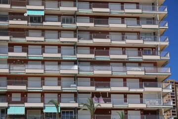 Spanish apartment building with balconies
