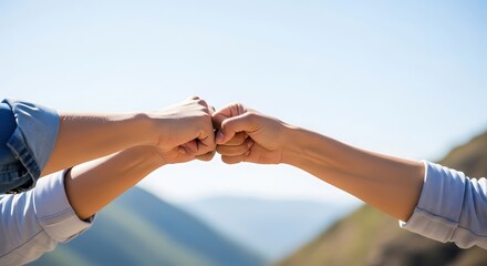 Fist Bump Outdoors on Sunny Day