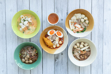 Noodles with pork and pork balls with soup Thai style.