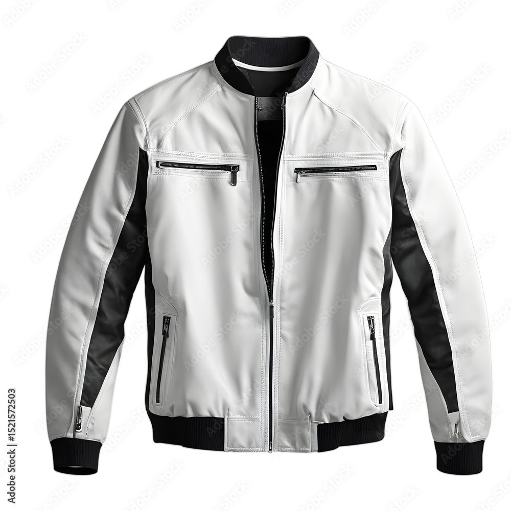 Poster Casual jacket with zipper front, isolated on a empty plain background