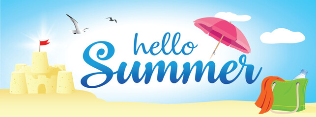BANNER HELLO SUMMER 1. Vector illustration.