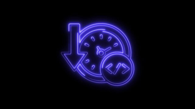 Code reversion and history neon style animation for software development and version control