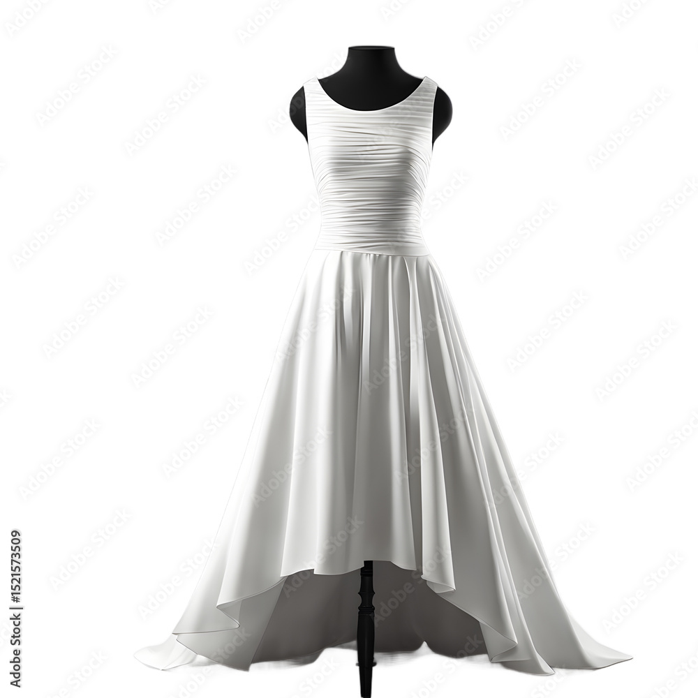 Poster elegant dress with flared hemline, isolated on a empty plain background