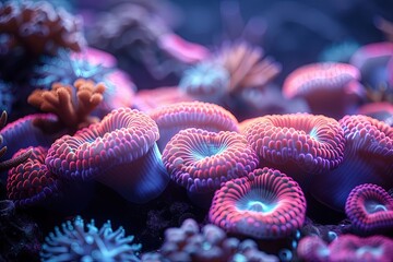 Pink coral reef in under the sea water