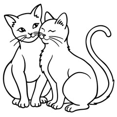 Obraz premium Cartoon animal illustrations featuring a cute domestic cat, kitten, mouse, and dog, perfect for funny pet art or character designs