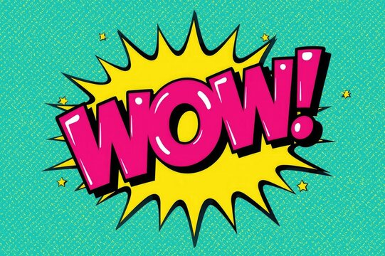 Pop art wow exclamation comic book speech bubble