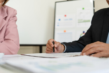 Senior businessmen analyzing data.