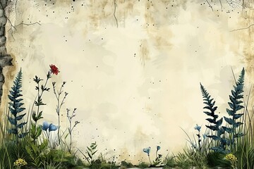 A soft botanical pattern with wildflowers wallpaper