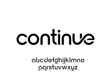 word of continue. modern minimalist clean alphabet font. lowercase bold and  round typography vector illustration design