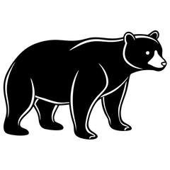 Fototapeta premium Brown grizzly bear vector cartoon silhouette illustration of a cute wild animal