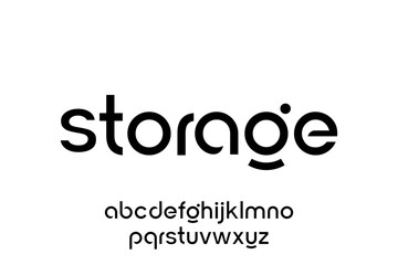 word of storage. modern minimalist clean alphabet font. lowercase bold and  round typography vector illustration design