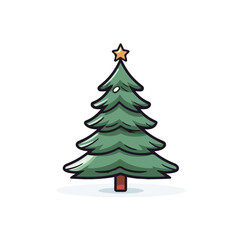 Obraz premium Festive Merry Christmas Pine Tree Icon Vector Illustration for Holiday Designs