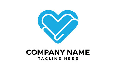 blue Hand heart logo design.